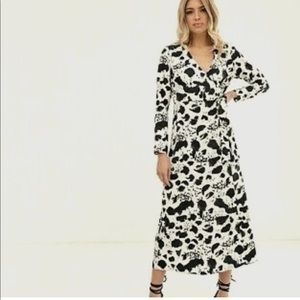 ASOS DESIGN wrap maxi dress in mono splodge print